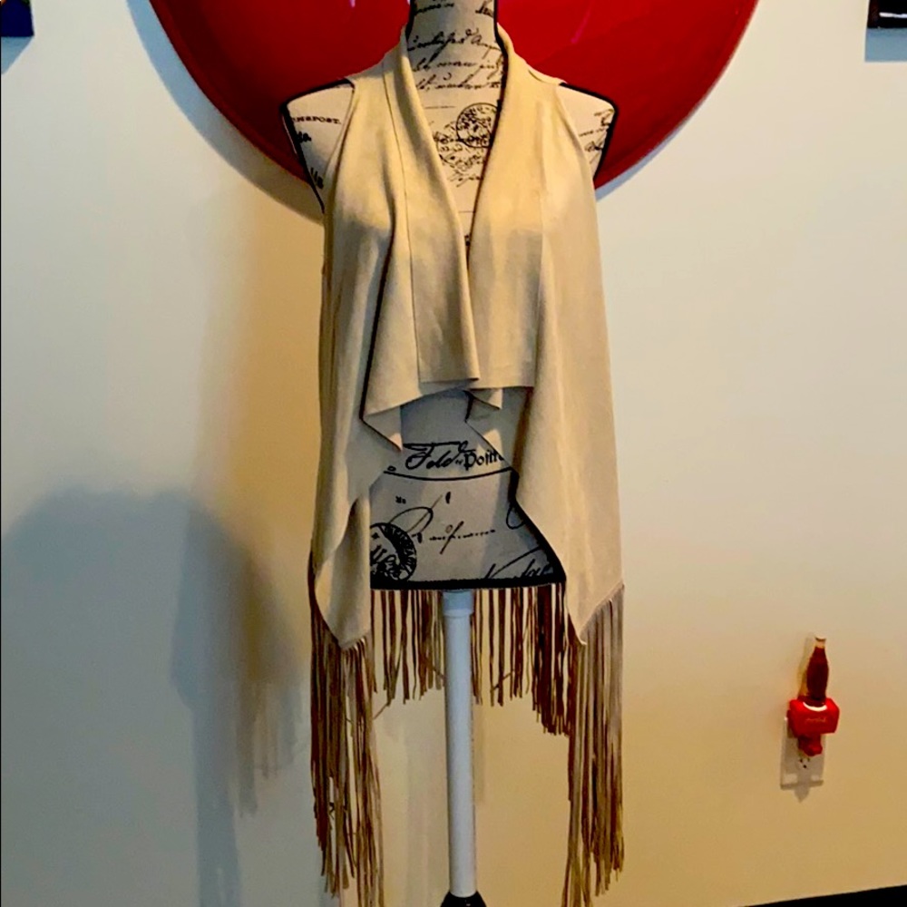 Do Everything With Love faux suede fringe vest
